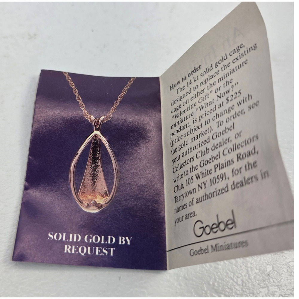 Goebel Hummel Olszewski Miniature Gold Vermeil Cage What Now Pendant Necklace - Picture 7 of 8